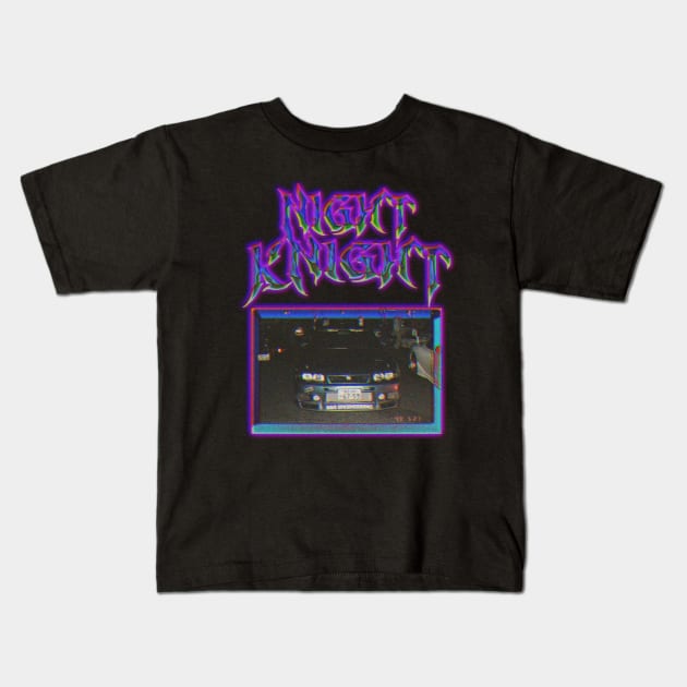 Night Knight Skyline [Purple] Kids T-Shirt by gtr